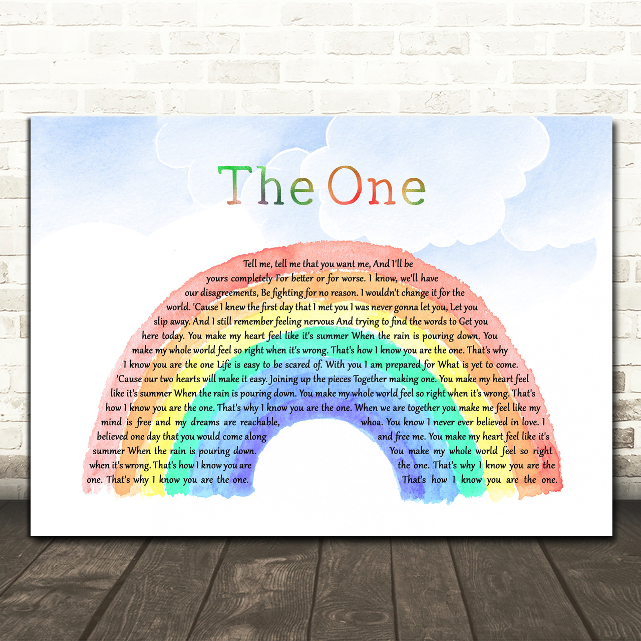 Kodaline The One Watercolour Rainbow & Clouds Song Lyric Art Print
