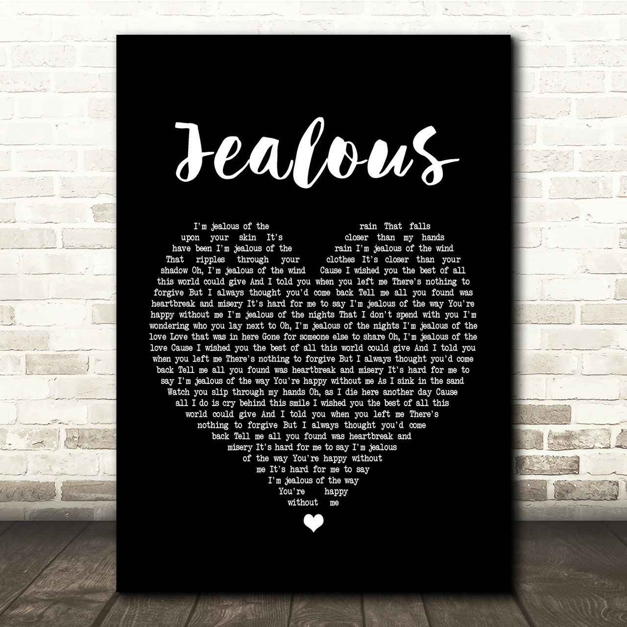 Labrinth Jealous Black Heart Song Lyric Quote Print
