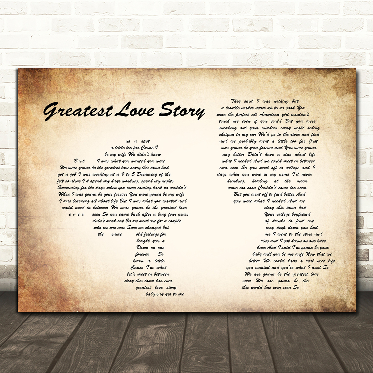 LANCO Greatest Love Story Man Lady Couple Song Lyric Print