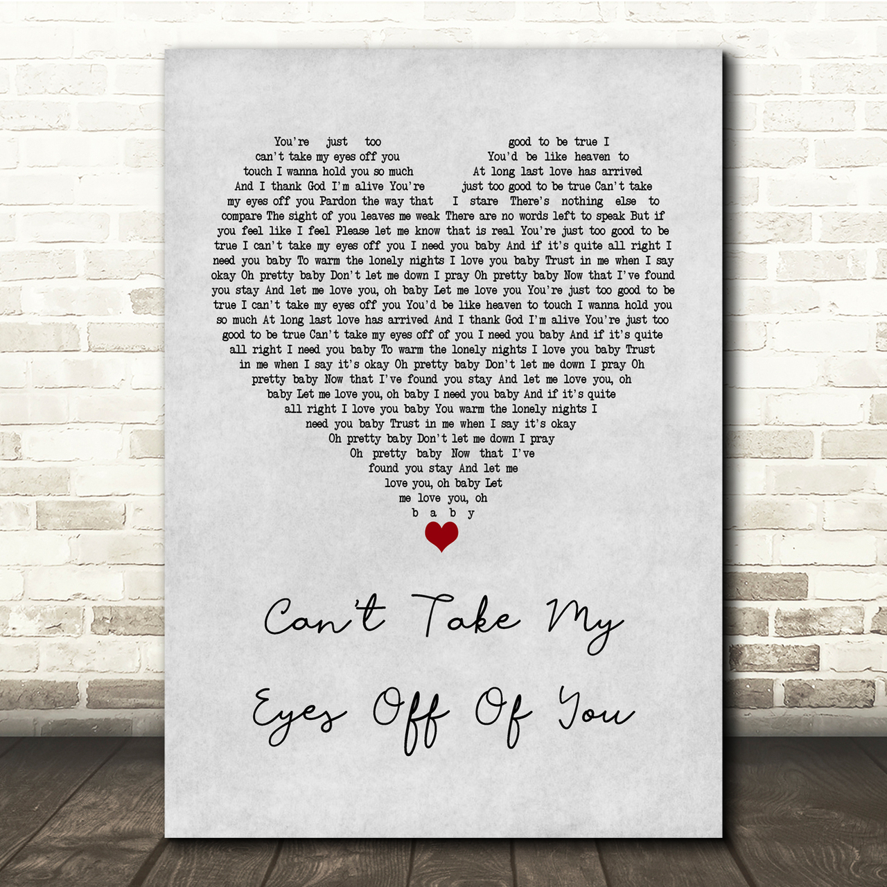 Lauryn Hill Can't Take My Eyes Off Of You Grey Heart Song Lyric Music Print