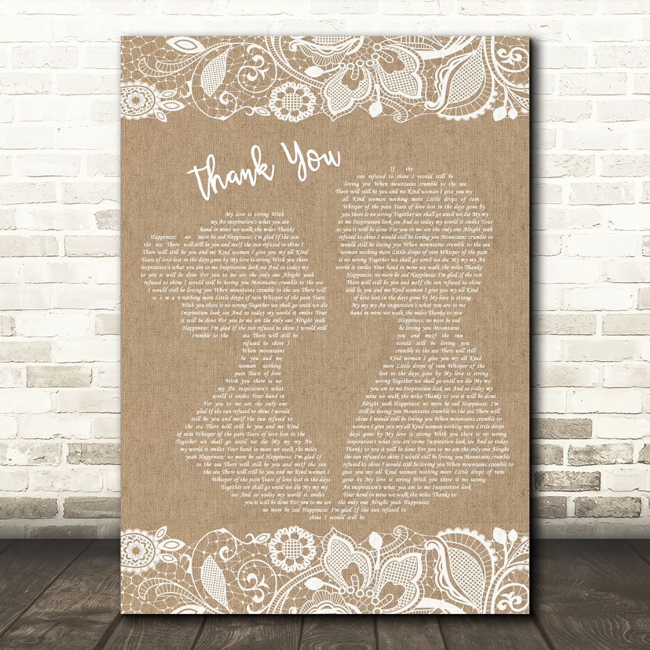 Led Zeppelin Thank You Burlap & Lace Song Lyric Quote Print