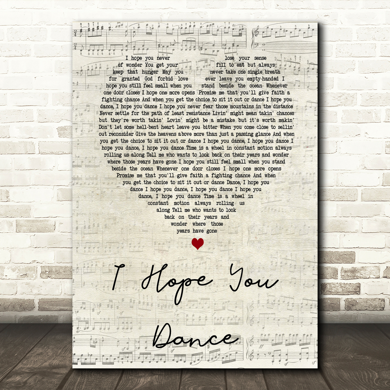 Lee Ann Womack I Hope You Dance Script Heart Song Lyric Print