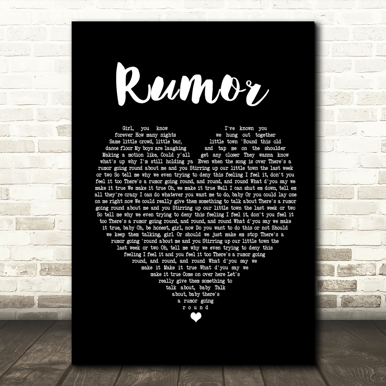 Lee Brice Rumor Black Heart Song Lyric Music Print
