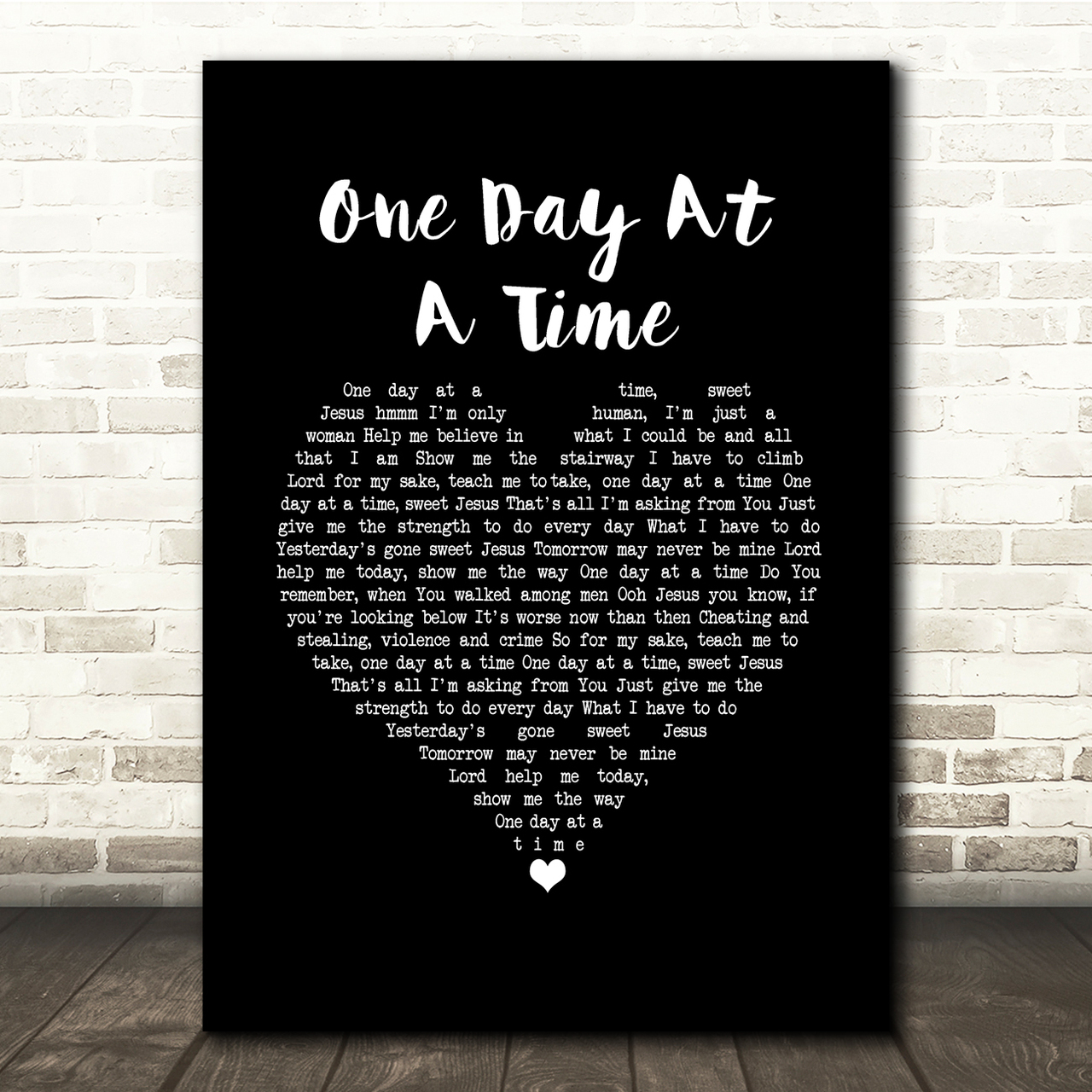 Lena Martell One Day At A Time Black Heart Song Lyric Quote Music Poster Print