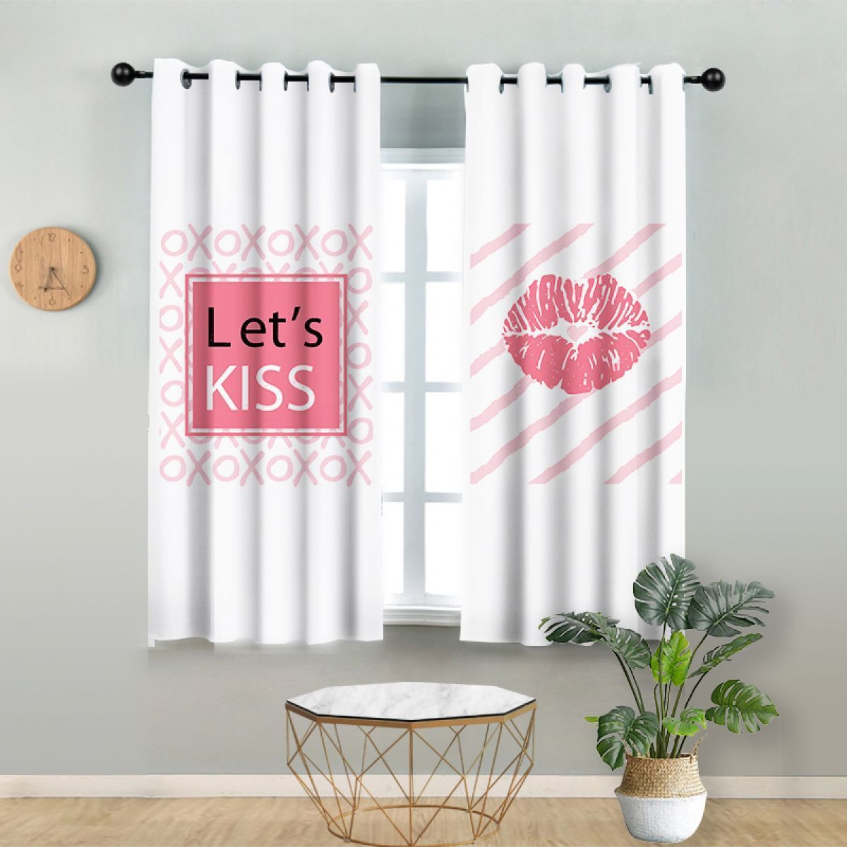 Let's Kiss Lips Printed Window Curtain Home Decor