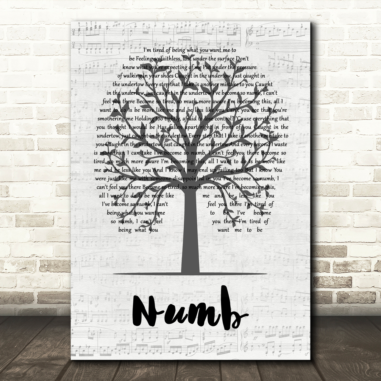 Linkin Park Numb Music Script Tree Song Lyric Quote Music Poster Print