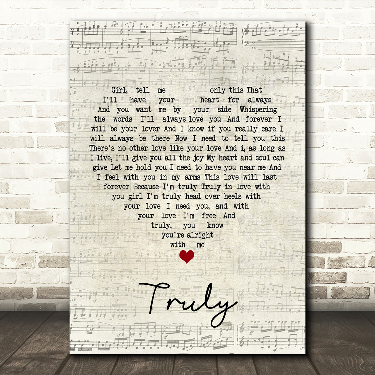 Lionel Richie Truly Script Heart Song Lyric Music Print
