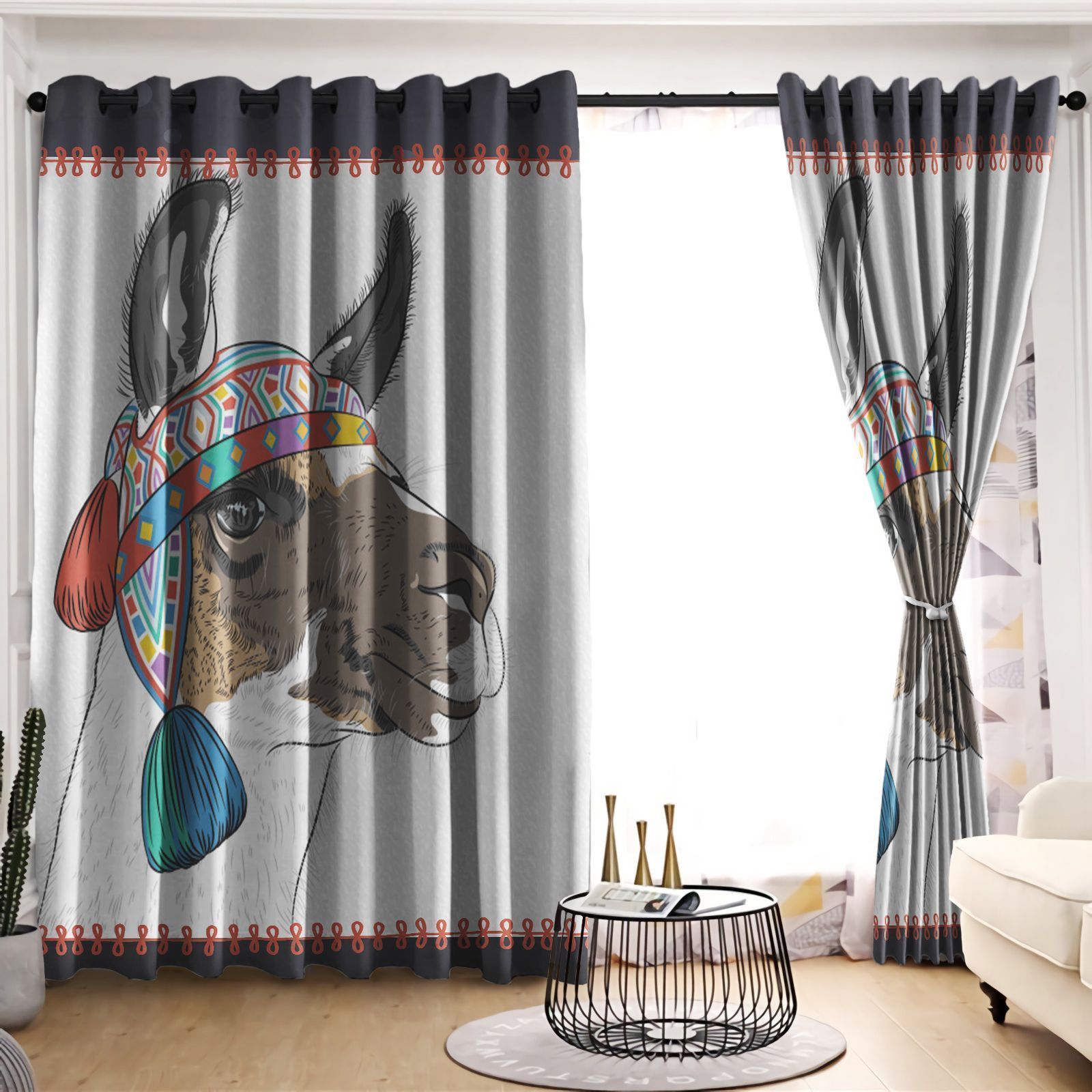 Llama Fashionable Item Printed Window Curtain Home Decor