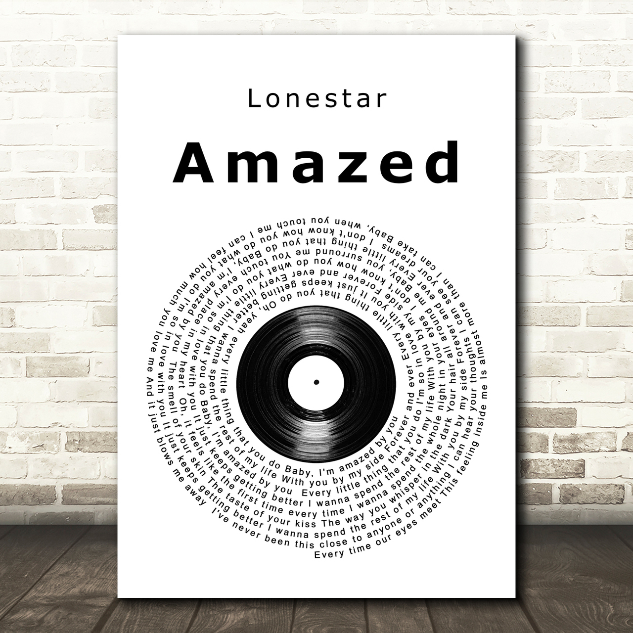 Lonestar Amazed Vinyl Record Song Lyric Quote Print