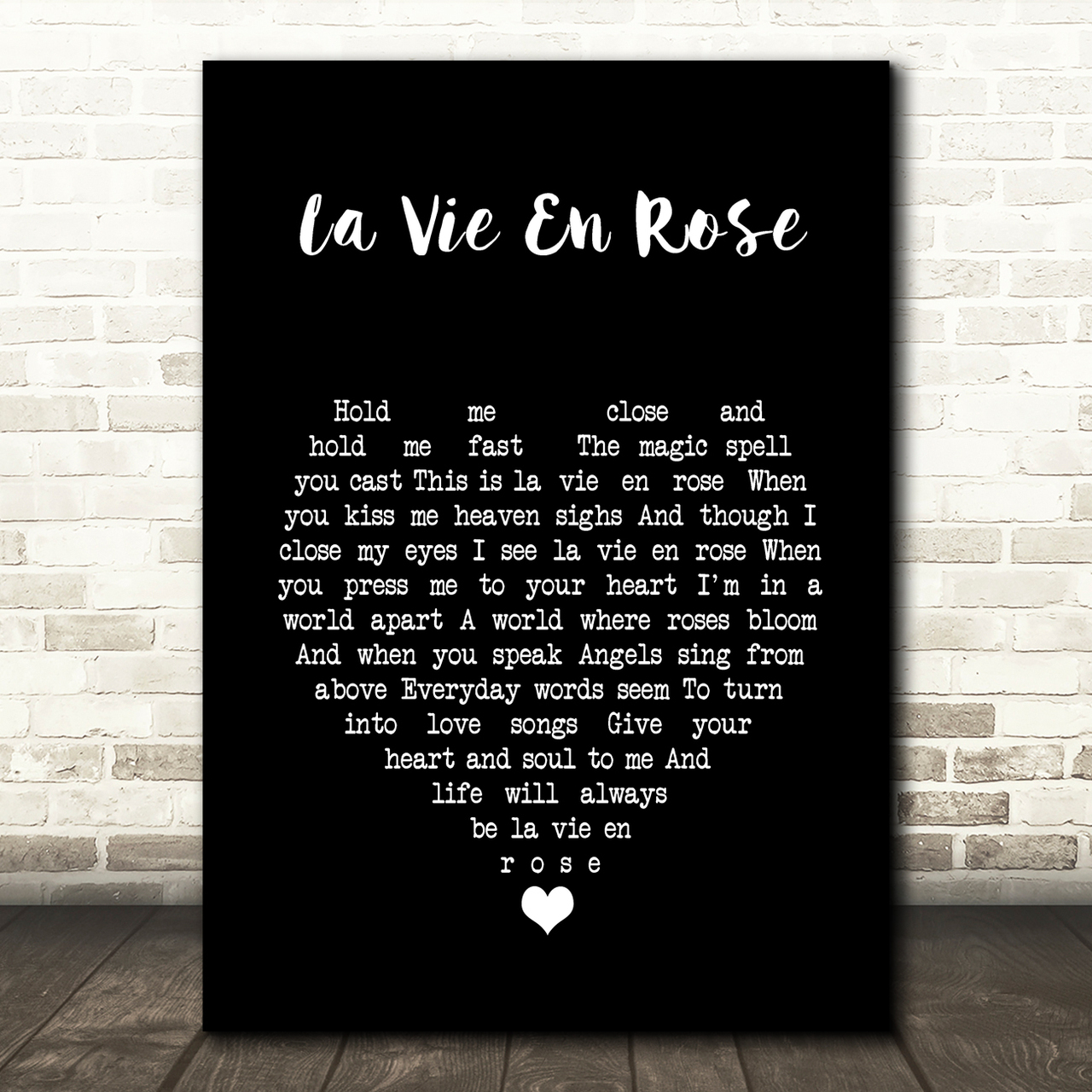 Louis Armstrong La Vie En Rose Black Heart Song Lyric Music Print