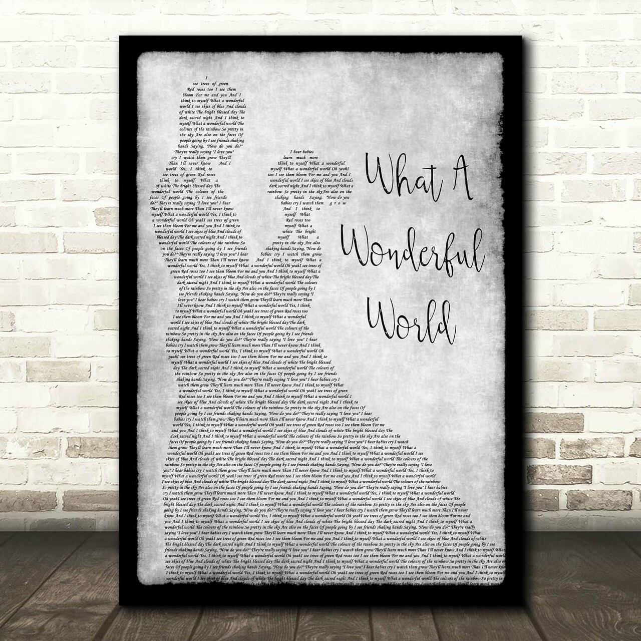 Louis Armstrong What A Wonderful World Grey Man Lady Dancing Song Lyric Print