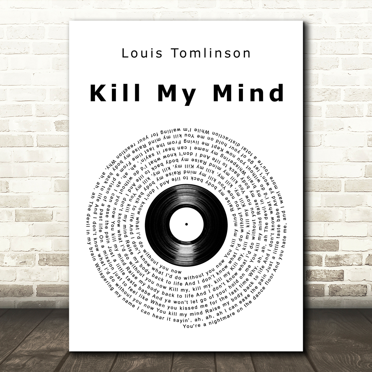 Louis Tomlinson Kill My Mind Vinyl Record Song Lyric Art Print