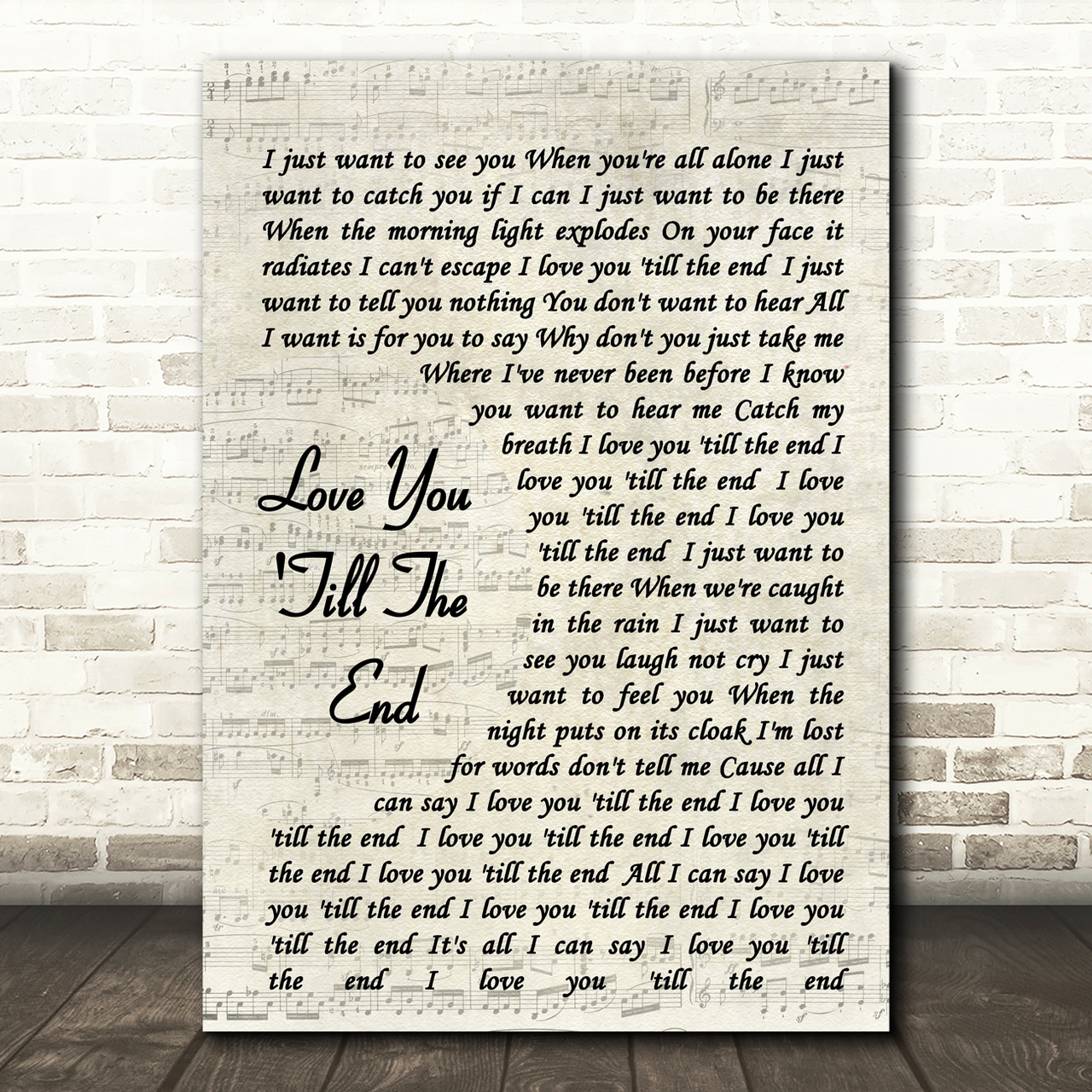 Love You 'Till The End The Pogues Song Lyric Vintage Script Quote Print
