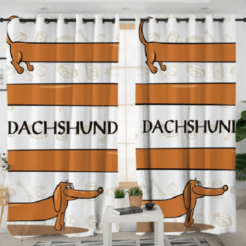 Lovely Dachshund Printed Window Curtains Home Decor