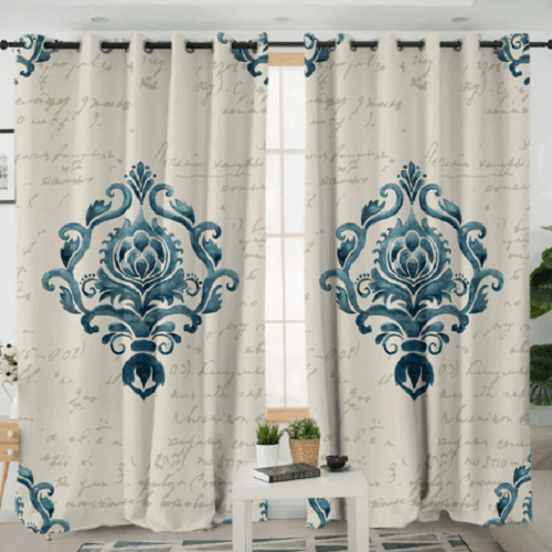 Luxury Floral Printed Window Curtains Home Decor