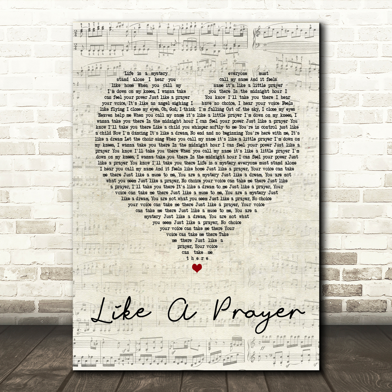 Madonna Like A Prayer Script Heart Song Lyric Print