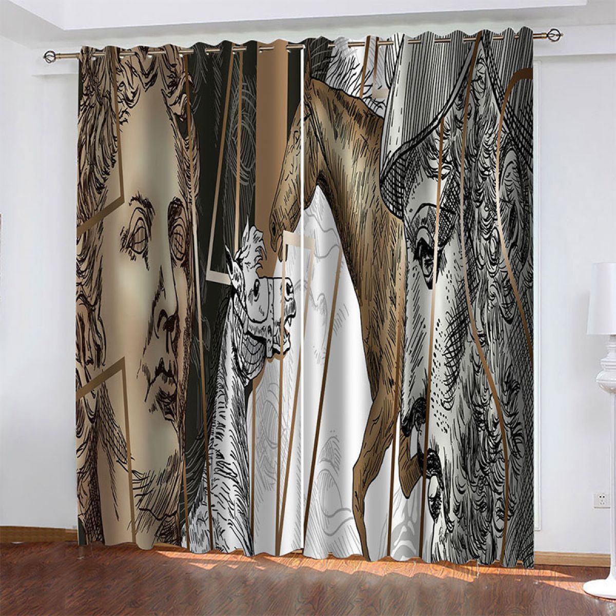 Man And House Printed Window Curtain Home Decor
