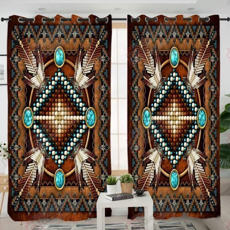 Mandala Brown Native American Printed Window Curtain Home Decor