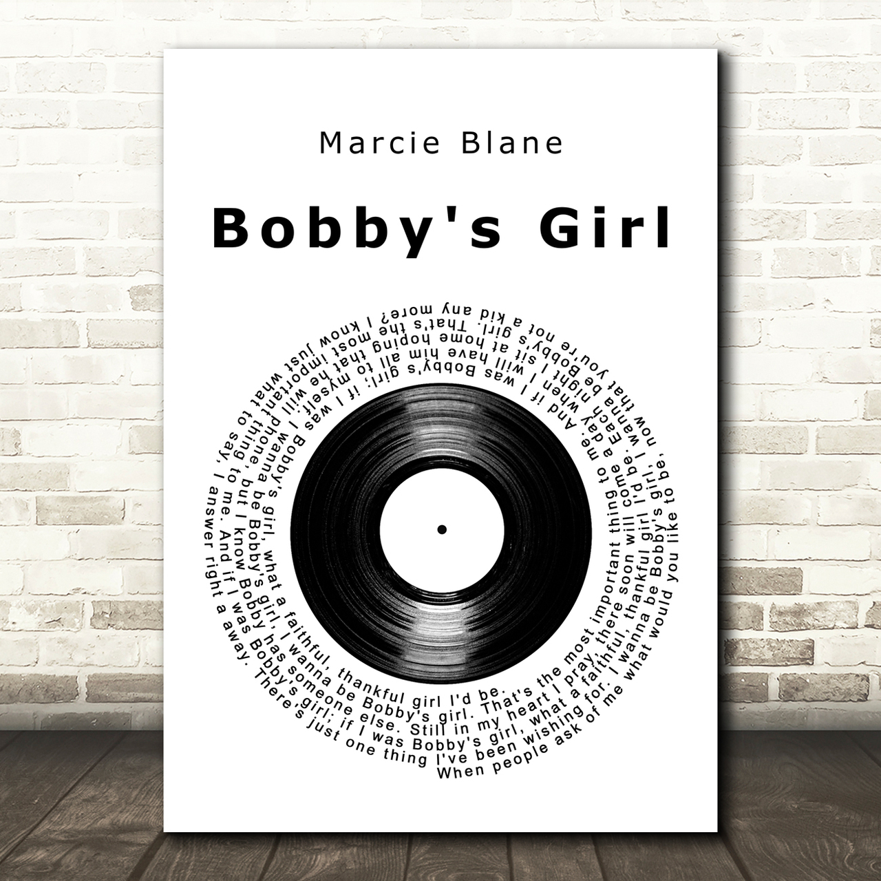 Marcie Blane Bobby's Girl Vinyl Record Song Lyric Art Print