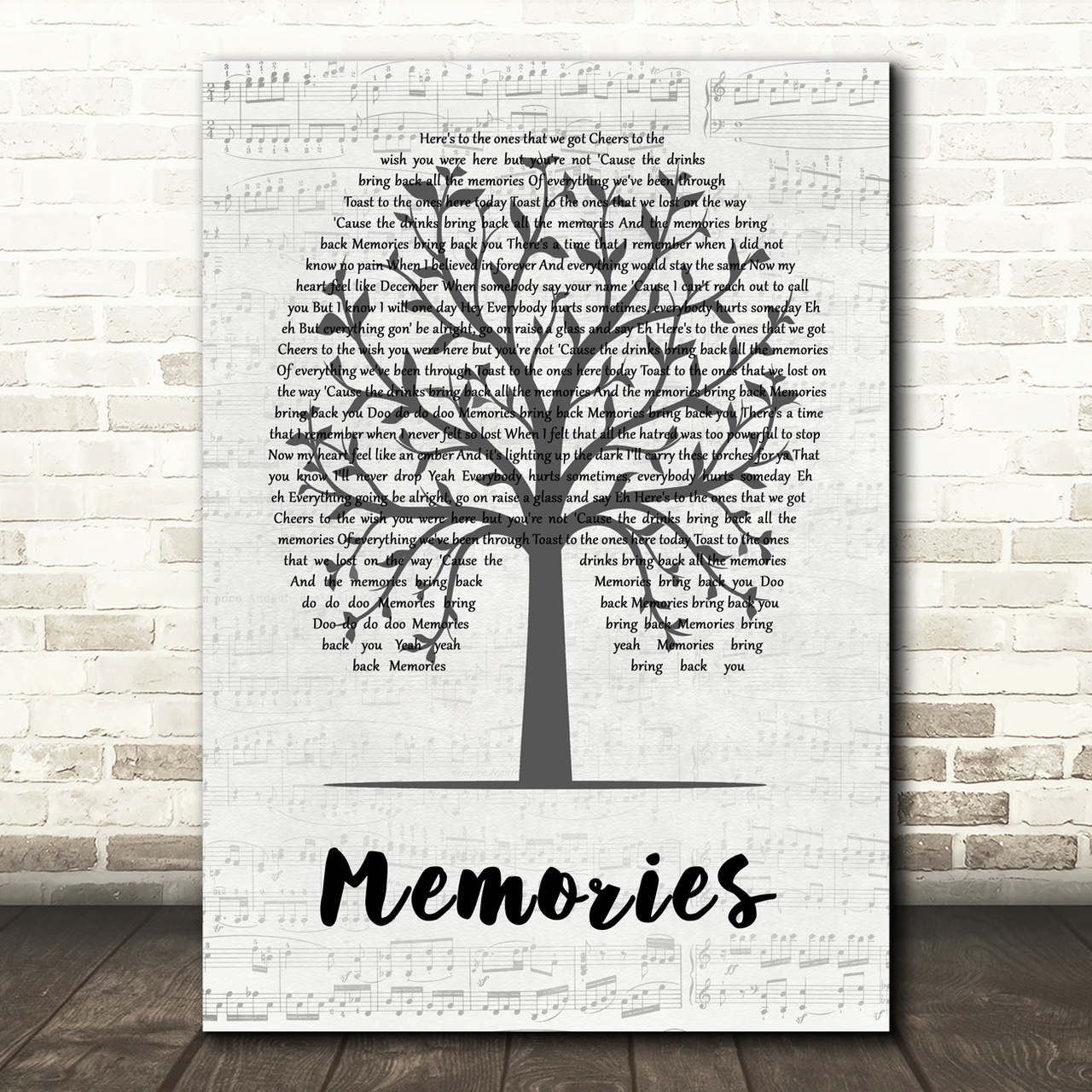 Maroon 5 Memories Music Script Tree Song Lyric Quote Music Poster Print