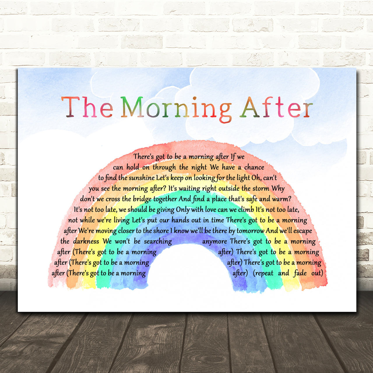 Maureen McGovern The Morning After Watercolour Rainbow & Clouds Song Lyric Art Print