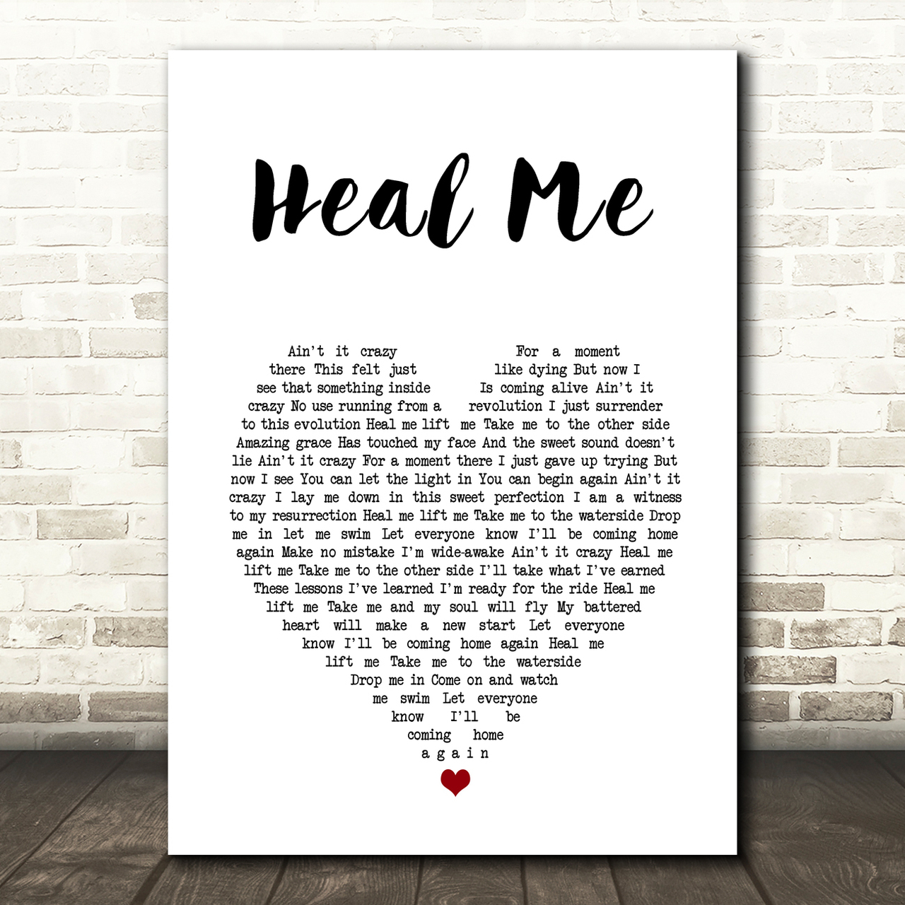 Melissa Etheridge Heal Me White Heart Song Lyric Art Print