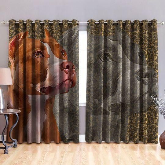 Memory Pitbull Printed Window Curtains Home Decor