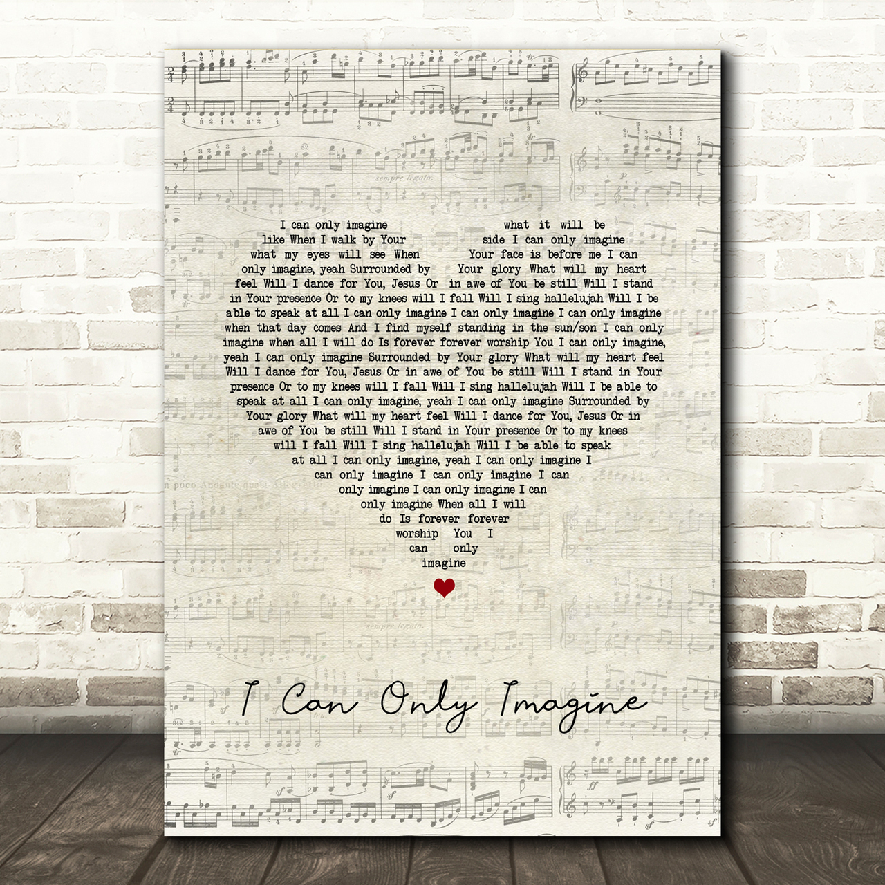 MercyMe I Can Only Imagine Script Heart Song Lyric Wall Art Print