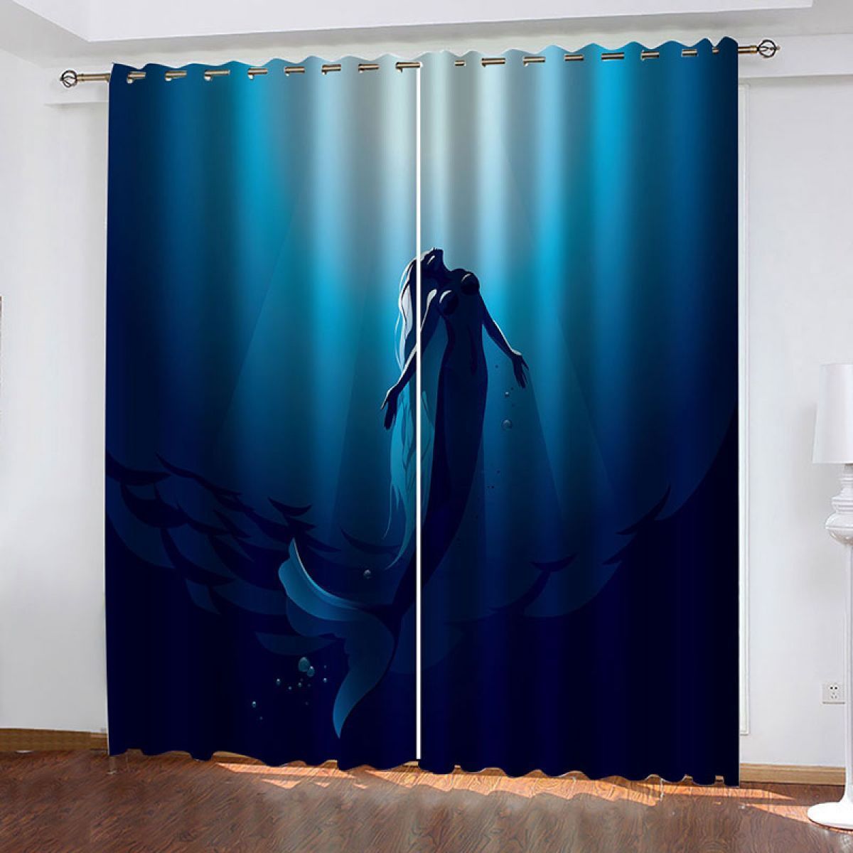 Mermaid Deep Sea Printed Window Curtain Home Decor