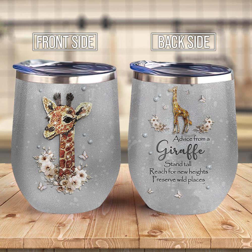 Metal Style Giraffe Advices Giraffe Lovers Gift Wine Tumbler