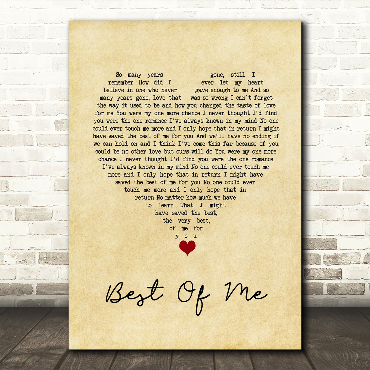 Michael Buble Best Of Me Vintage Heart Song Lyric Quote Music Poster Print