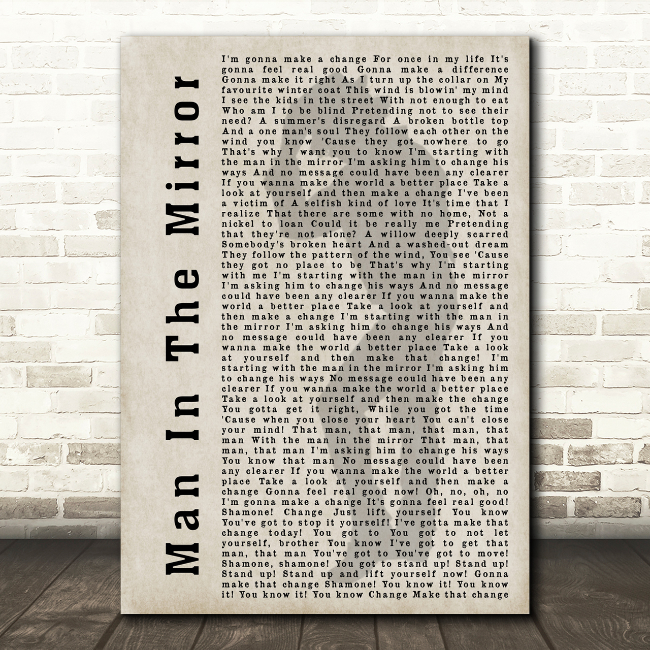 Michael Jackson Man In The Mirror Shadow Song Lyric Quote Print