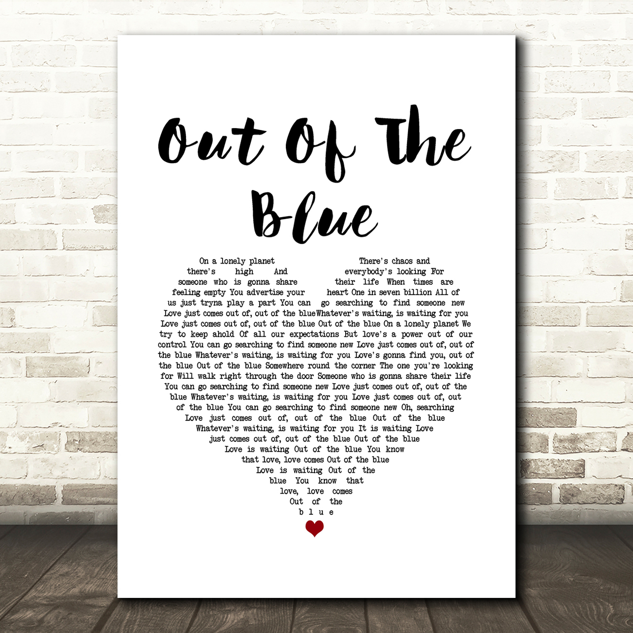 Mike + The Mechanics Out Of The Blue White Heart Song Lyric Art Print