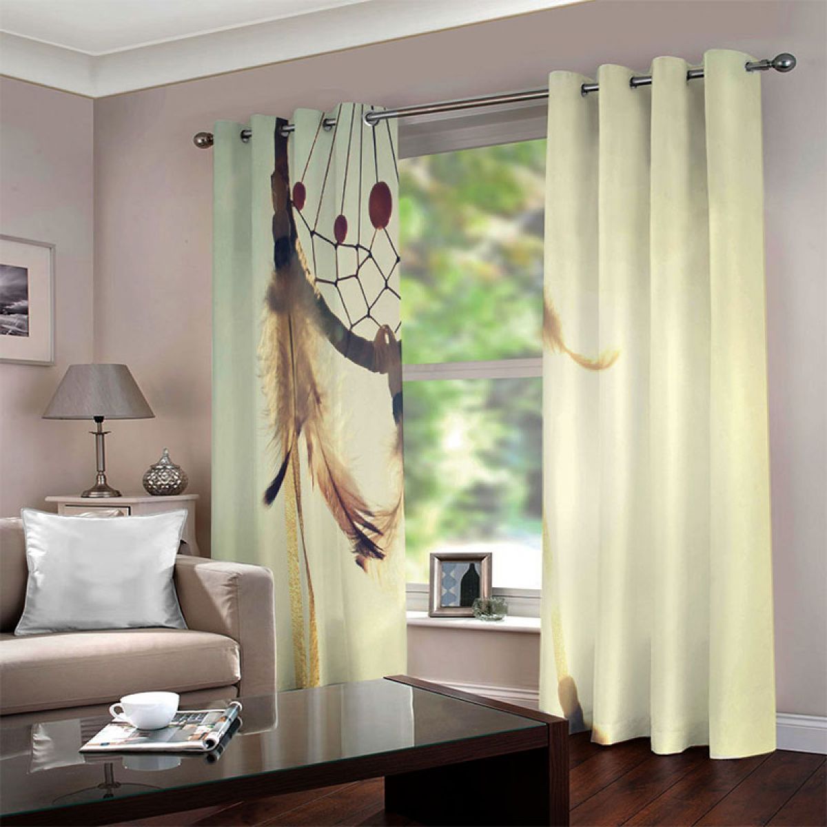 Modern 3d Dreamcatcher Sunrise Printed Window Curtain Home Decor