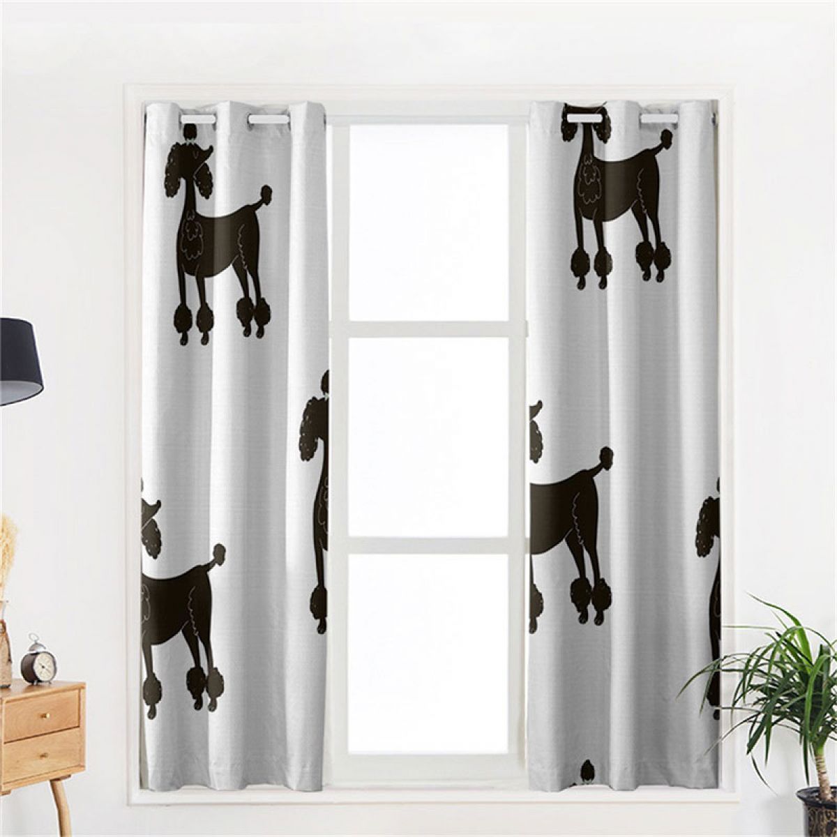 Modern 3d Herding Dog Printed Window Curtain Home Decor