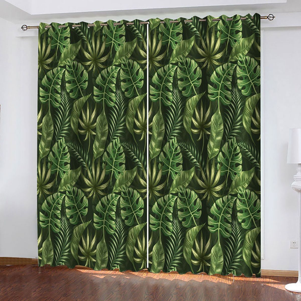 Modern 3d Leaves Printed Window Curtain Home Decor