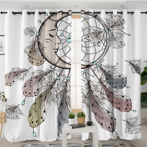 Moon Dreamcatcher Printed Window Curtains Home Decor