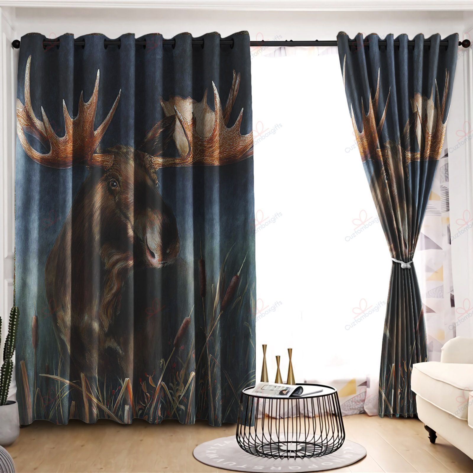 Moose Darkness Printed Window Curtain Home Decor
