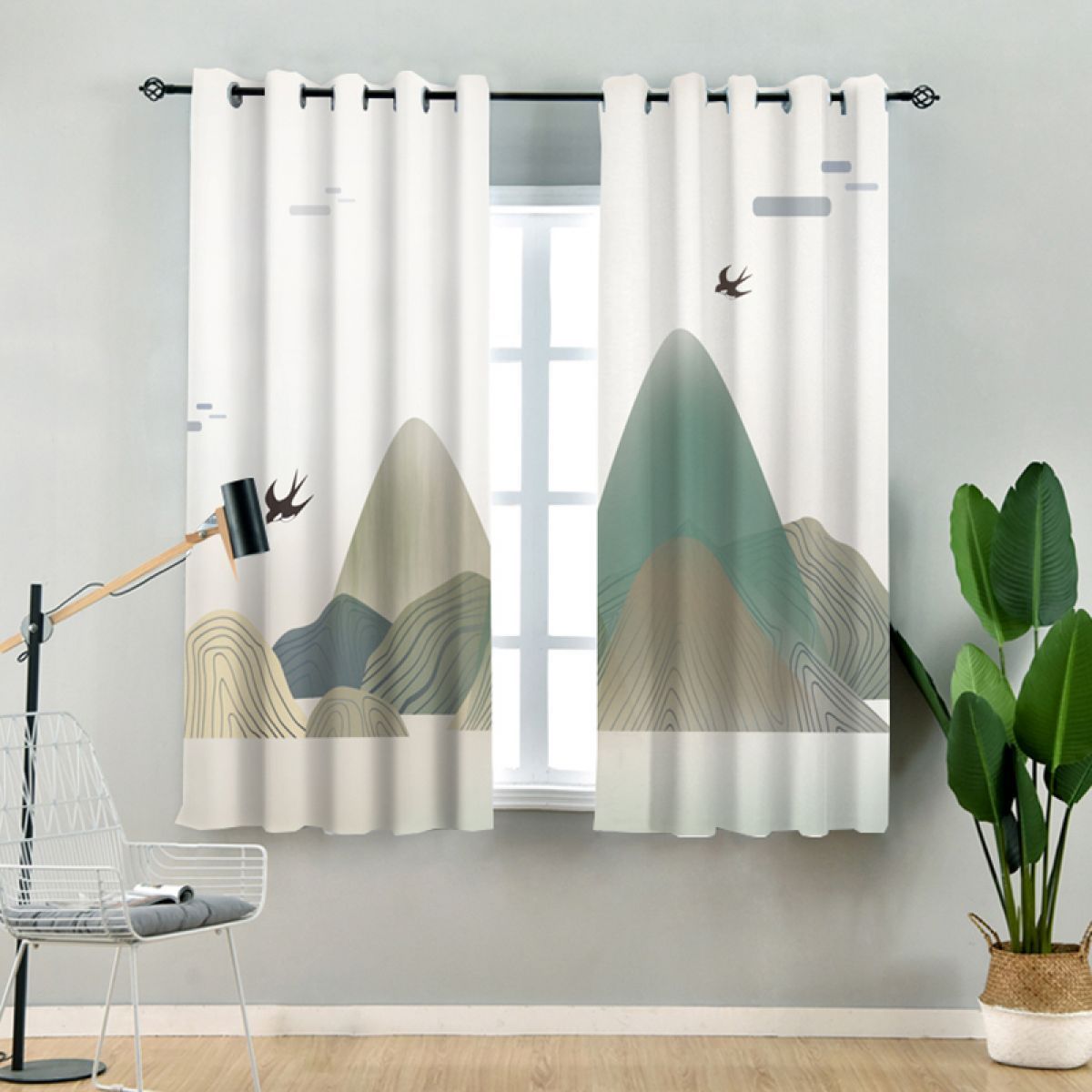 Mountains Art Printed Window Curtain Home Decor