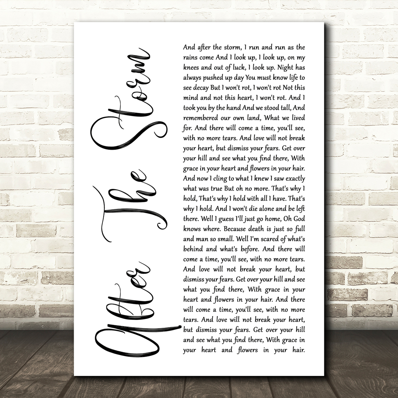 Mumford & Sons After The Storm White Script Song Lyric Quote Music Poster Print
