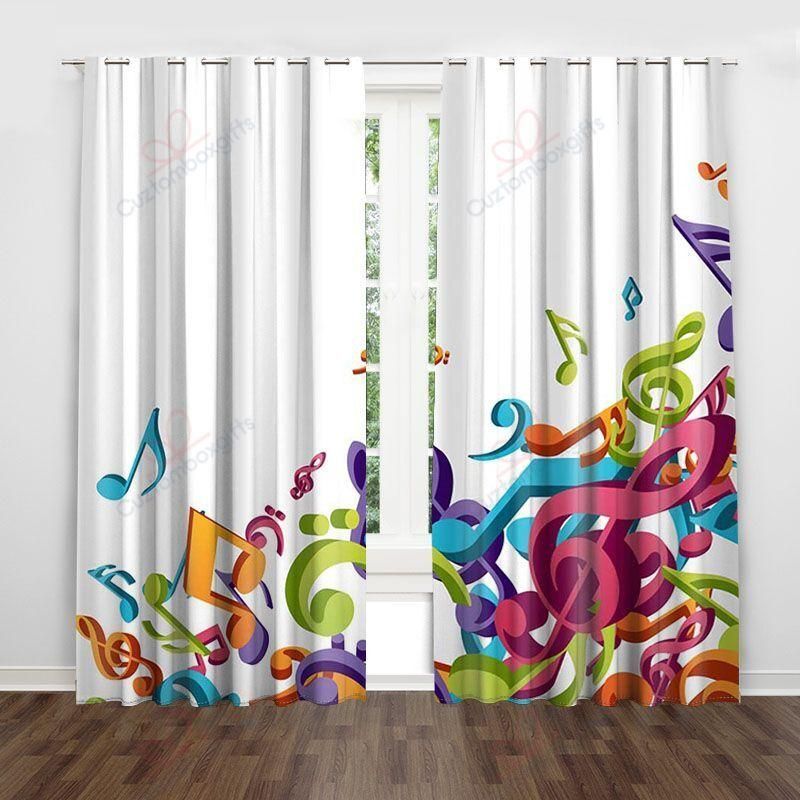 Music Notes Printed Window Curtain Home Decor