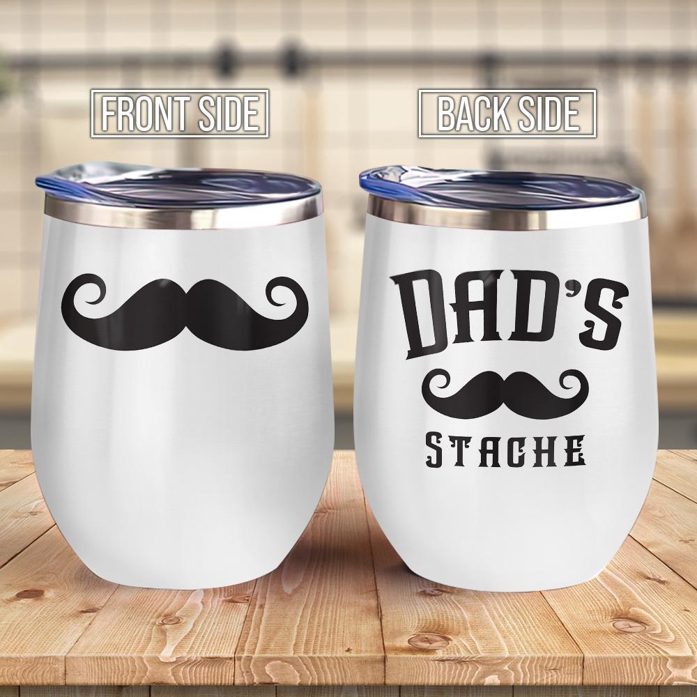 Mustache Pattern Funny Gift For Dad From Child Or Children Wine Tumbler