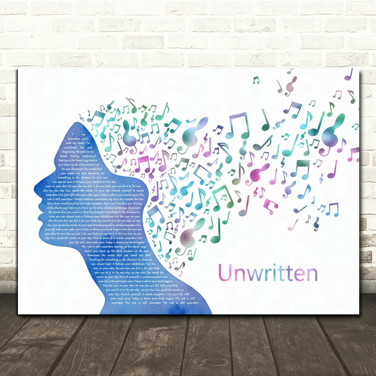 Natasha Bedingfield Unwritten Colourful Music Note Hair Song Lyric Print