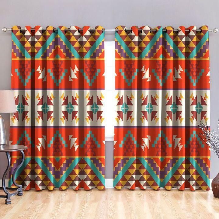 Native American Aztec Pattern Colorful Printed Window Curtain