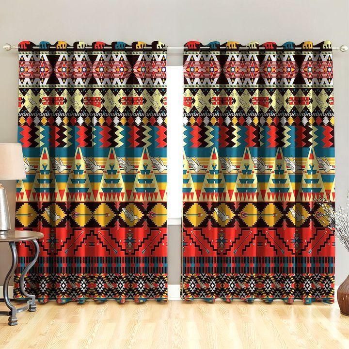 Native American Colorful Feather Printed Window Curtain