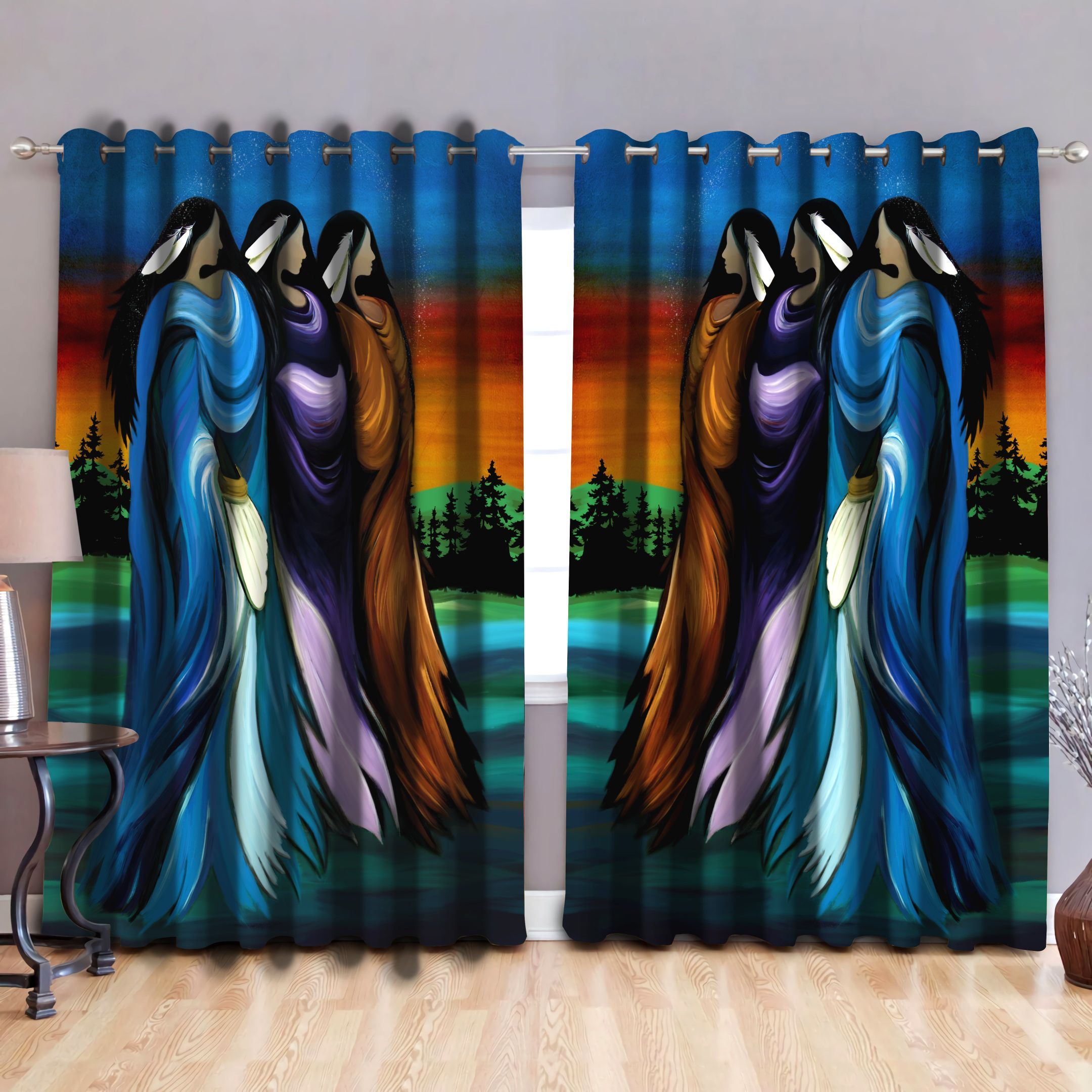 Native American Pow Wow Printed Window Curtain