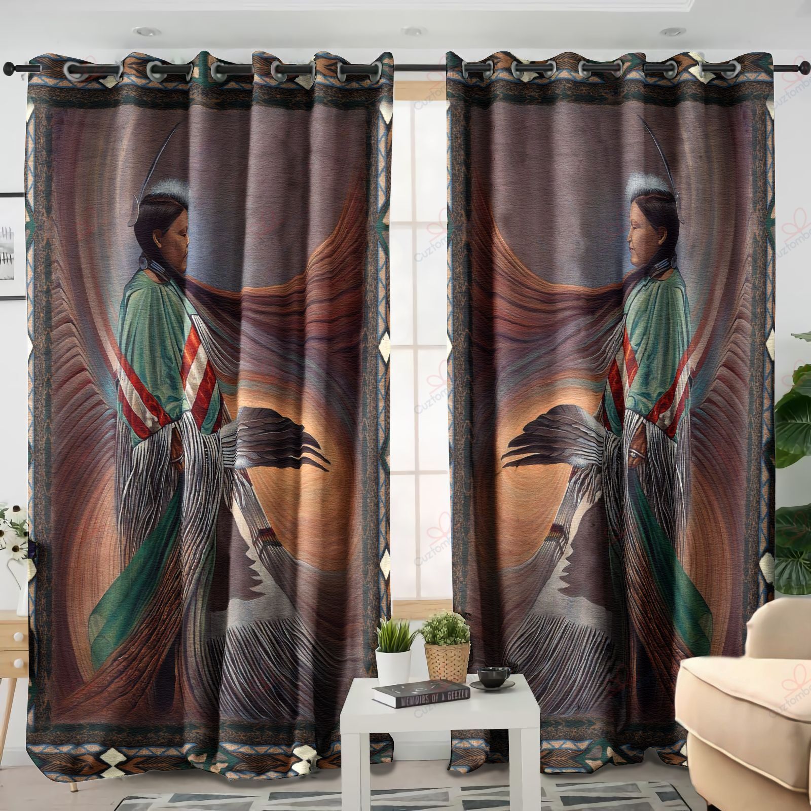 Native American Printed Window Curtains Home Decor