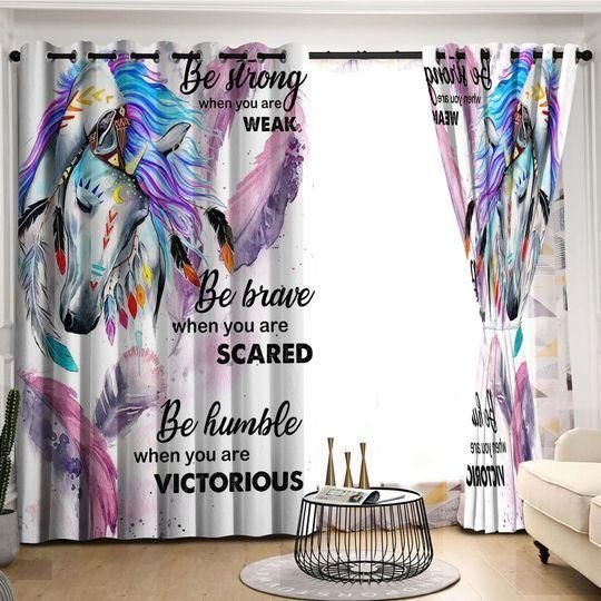 Native Horse Be Strong Be Brave Printed Window Curtain