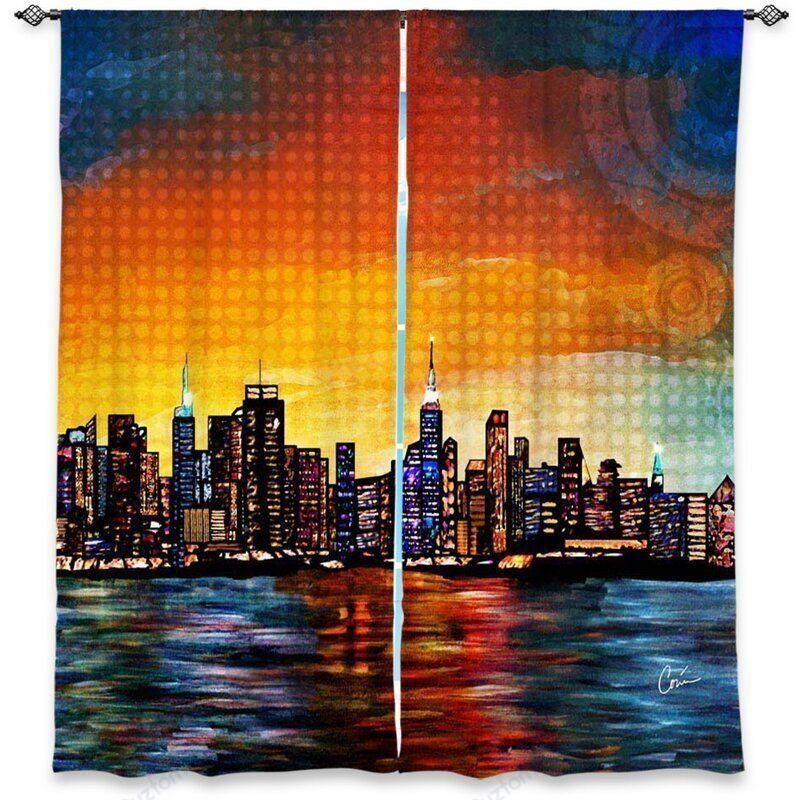 New York Skyline Scenery Printed Window Curtain