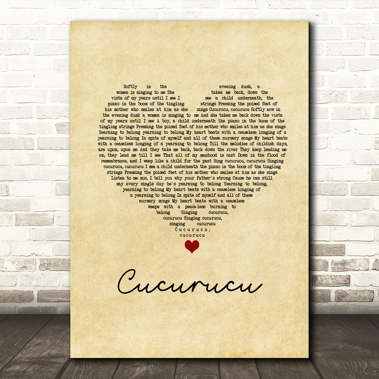 Nick Mulvey Cucurucu Vintage Heart Song Lyric Art Print
